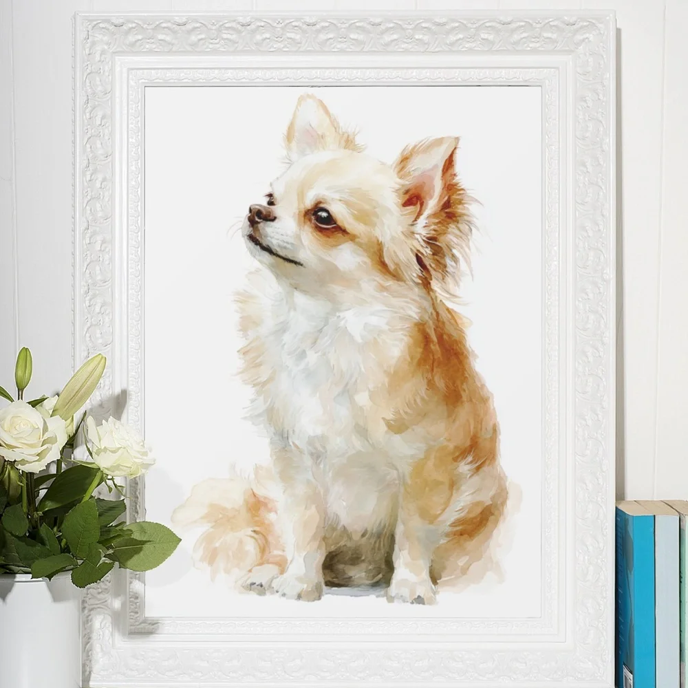 Watercolor Chihuahua Dog Portrait Wall Art Print Poster Unframed - Cute Pet - Picture 6 of 6
